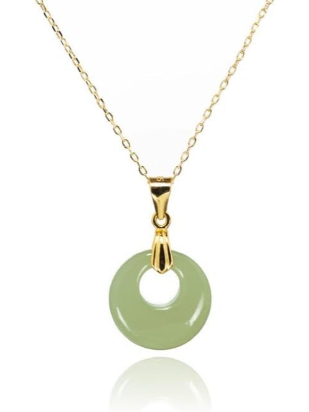 Authentic Hetian Jade Necklace in 925 Silver with Gold Accents